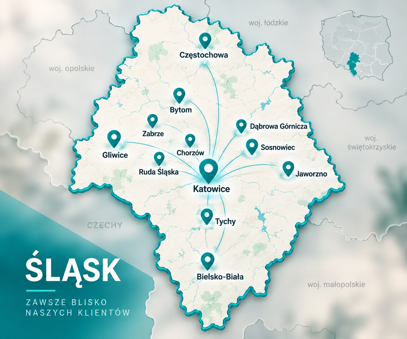 Awaryjne otwieranie mieszkań Śląsk – mapa miast obsługiwanych przez ABC Zabezpieczeń