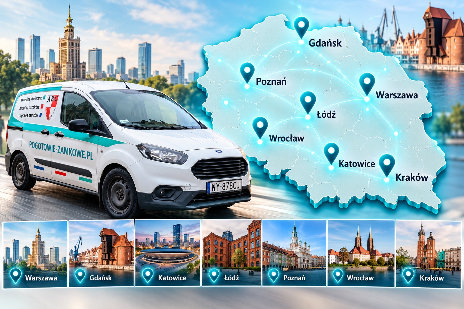 Naprawa zamków Warszawa – sieć placówek ABC Zabezpieczeń w Polsce